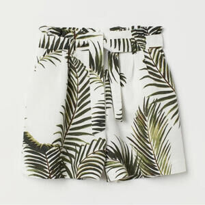 H&M linen blend coastal paper bag short